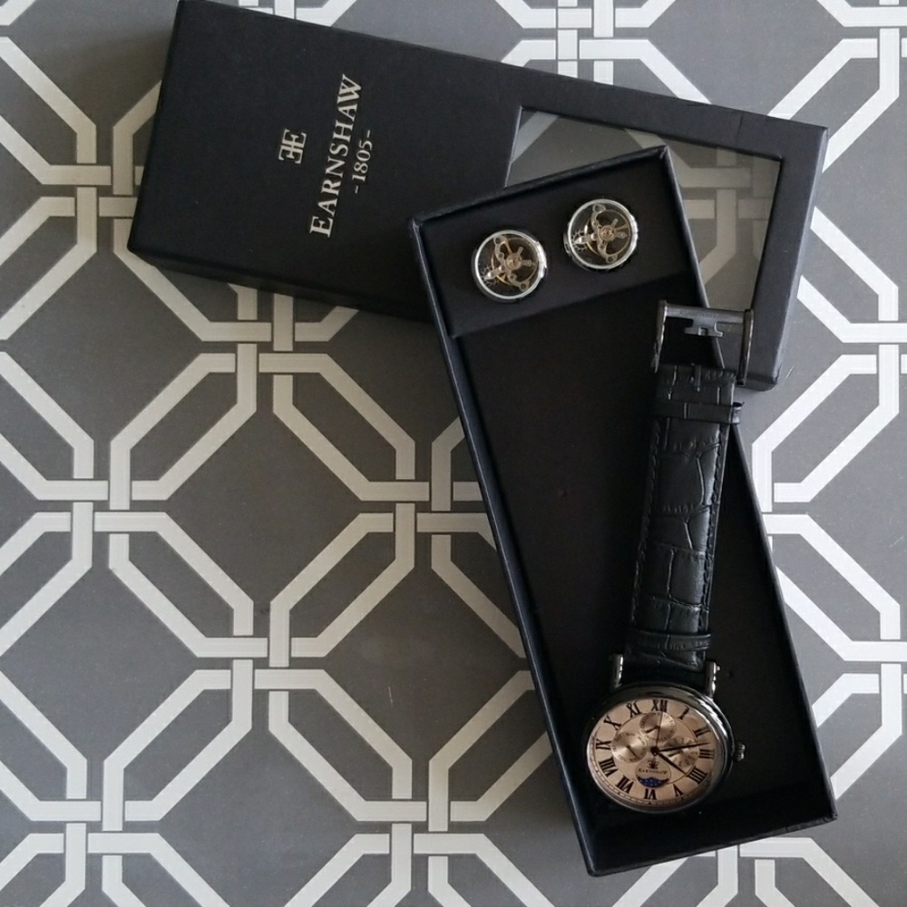 Earnshaw Watch & Cufflinks Set (ES-8031-SETA-01)